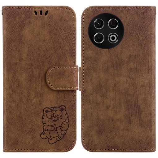 Tecno Spark 30 Pro Brown Little Tiger Embossed Leather Phone Case - 1