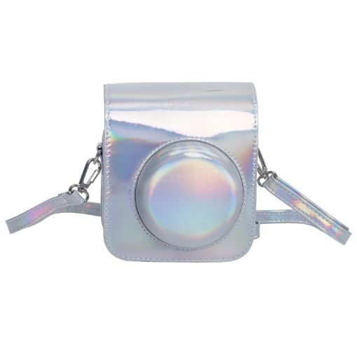 FUJIFILM instax mini 12 Leather Case Camera Bag with Strap - Silver - 1