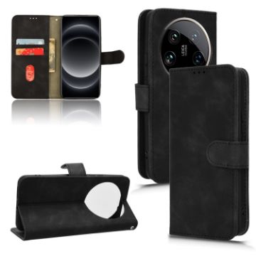 Xiaomi 14 Ultra Black Magnetic Flip Leather Phone Case Skin Feel - 1