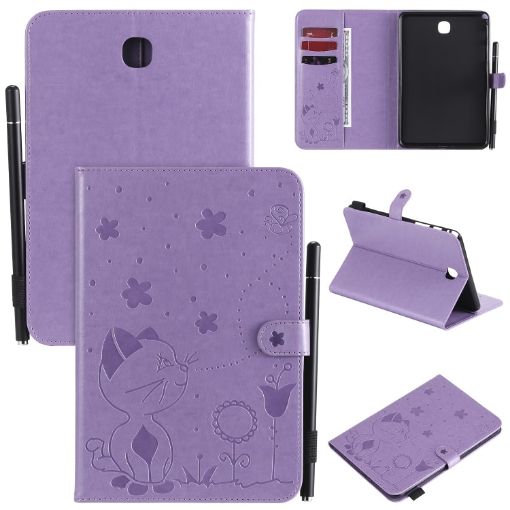 Samsung Galaxy Tab A8.0 T350 Purple Leather Case with Holder & Slots - 1