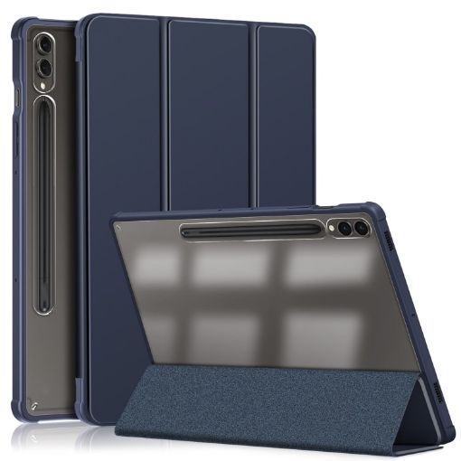 Samsung Galaxy Tab S9+ Dark Blue Acrylic 3-Fold Smart Leather Case - 1