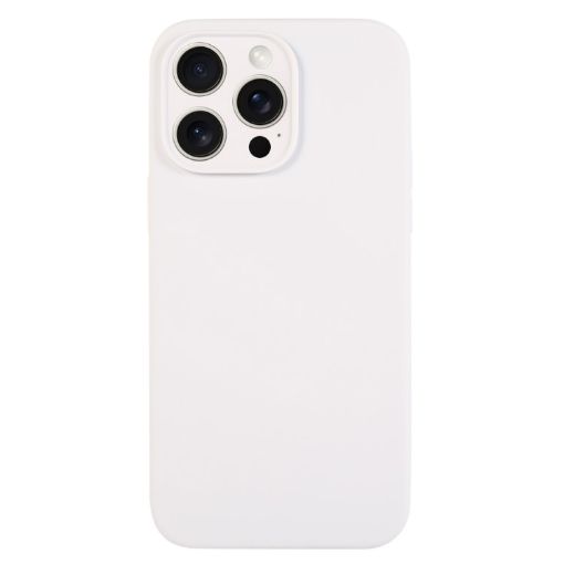 iPhone 15 Pro White Liquid Silicone Phone Case - Pure Color Fine Pore - 1