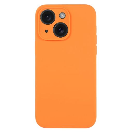 iPhone 15 Orange Liquid Silicone Phone Case - Pure Color Fine Pore - 1