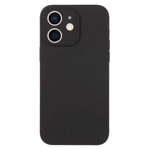 iPhone 12 Black Liquid Silicone Phone Case - Pure Color Fine Pore - 1