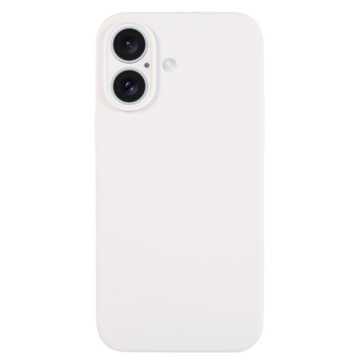 iPhone 16 White Liquid Silicone Phone Case - Pure Color Fine Pore - 1
