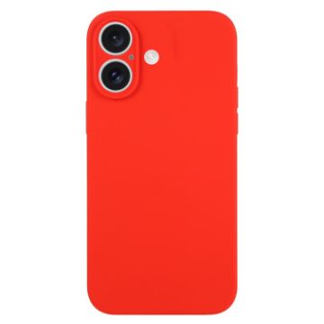 iPhone 16 Red Liquid Silicone Phone Case - Pure Color Fine Pore - 1