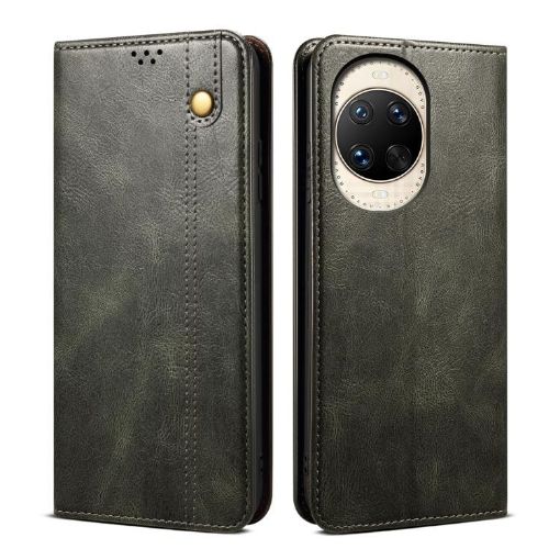 Huawei nova 14 Green Leather Phone Case - Oil Wax Crazy Horse Texture - 1