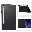Samsung Galaxy Tab S9+/S10+ Litchi Leather Case with Holder - Black - 1