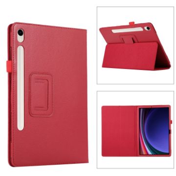 Samsung Galaxy Tab S9+/S10+ Red Litchi Leather Case with Holder - 1