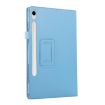 Samsung Galaxy Tab S9 Ultra Sky Blue Litchi Leather Case with Holder - 2