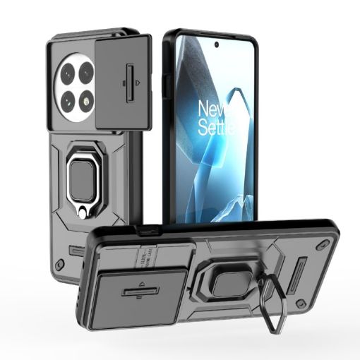 OnePlus 13 5G Shockproof Camshield Case with Holder - Black TPU + PC - 1