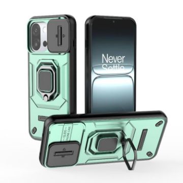 OnePlus 13T 5G Green Shockproof Phone Case with Holder - Camshield TPU+PC - 1