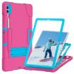 Samsung Galaxy Tab S9+ Silicone PC Case with Holder - Rose Red/Blue - 2