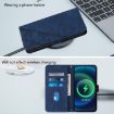 Moto G15 Power Crossbody 3D Embossed Flip Leather Case - Blue - 9