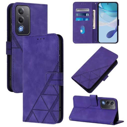 OPPO A5/A3 Pro 5G Crossbody 3D Embossed Flip Leather Case Purple - 1
