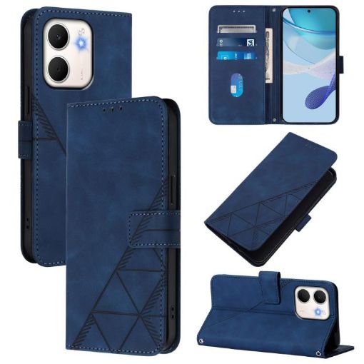 OPPO A5X 4G/5G Blue Crossbody 3D Embossed Flip Leather Phone Case - 1