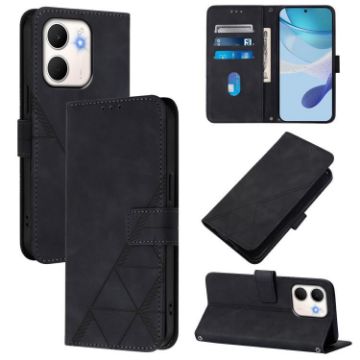 OPPO A5X 4G/5G Crossbody 3D Embossed Flip Leather Case - Black - 1