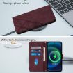 OPPO A5X 4G/5G Wine Red 3D Embossed Flip Leather Crossbody Case - 9