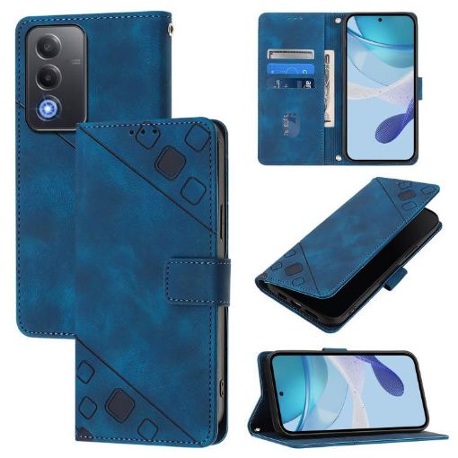 OPPO A5/A3 Pro 5G Global Blue Embossed Leather Phone Case Skin-feel - 1