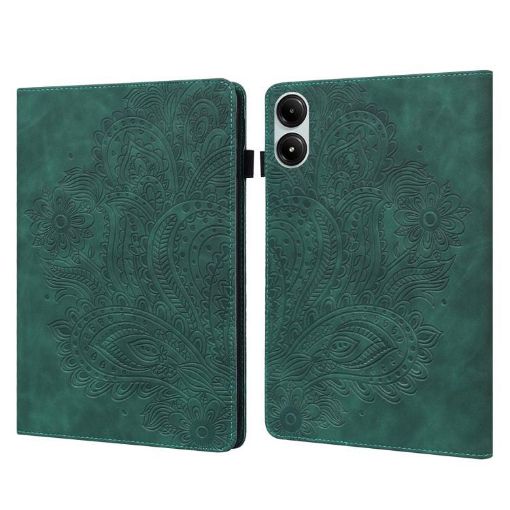 Xiaomi Redmi Pad Pro 12.1 Green Peacock Embossed Leather Tablet Case - 1
