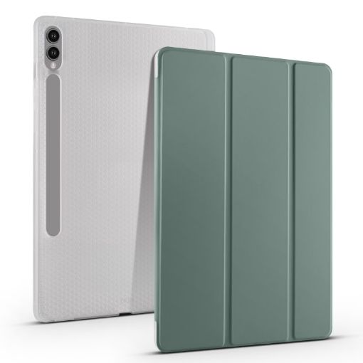 Samsung Galaxy Tab S10+/S9+ Green TPU Leather Case with Pen Slot - 1