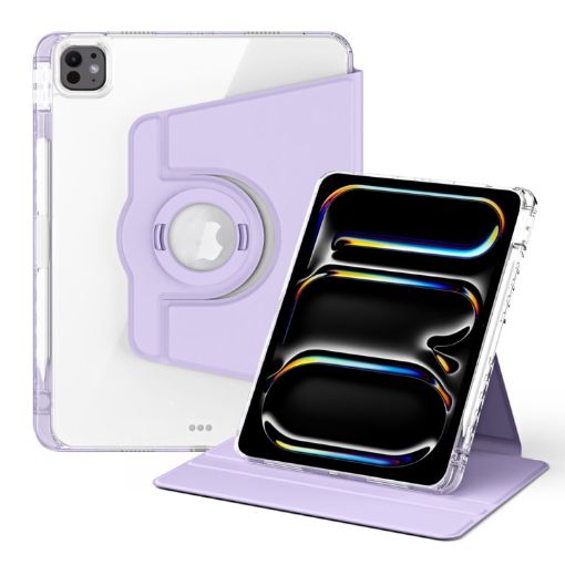 iPad Pro 13 2024 Case - 360 Rotating Clear Acrylic Leather (Purple) - 1