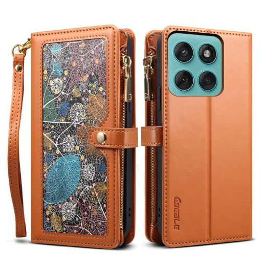 Moto G86 Power ESEBLE Star Series Wallet RFID Leather Case Brown - 1