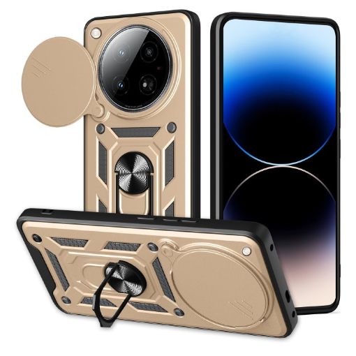 Infinix Zero 40 4G Gold Phone Case with Sliding Camera Cover TPU+PC - 1