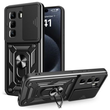 Infinix Hot 50 Pro 4G Phone Case - Black Sliding Camera Cover TPU+PC - 1