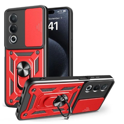OPPO A3 Pro 5G/A80 5G Red Sliding Camera Cover TPU Hybrid Case - 1