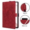 Samsung Galaxy Tab S9 FE Red Love Butterfly Embossed Leather Case - 6