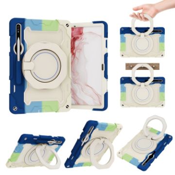 Samsung Galaxy Tab S9+ Armor Case with Rotating Ring Holder - Blue - 1