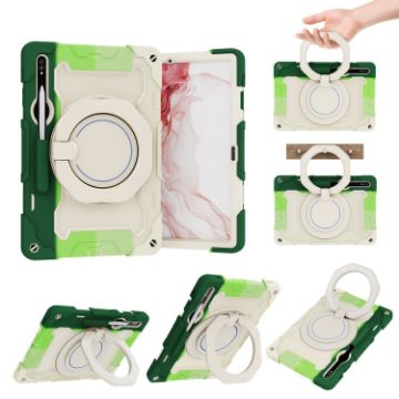 Samsung Galaxy Tab S9+ Armor Case with Rotating Ring - Colorful Green - 1
