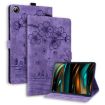 Samsung Galaxy Tab A8 X200 Purple Cartoon Sakura Cat Leather Case - 1