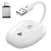 USB + USB-C Wired to Wireless Carplay/Android Auto Adapter - White - 1