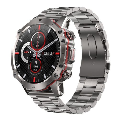 AK56 IP67 BT5.1 Smart Watch 1.43" Voice Call/Health Monitor Silver Strap - 1