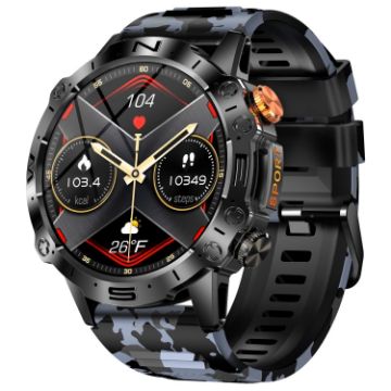 K59 IP67 BT5.0 Smart Watch 1.43" Voice Call/Sleep Detection Camo Blue - 1