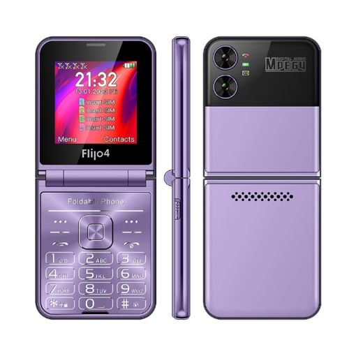UNIWA F265 Flip Phone, 2.55" MT6261D, FM, 4 SIM, 21 Keys, Purple - 1