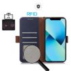 Xiaomi 14 Ultra Blue Leather RFID Phone Case - Magnetic Crazy Horse Texture - 5