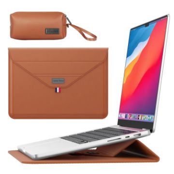 Laptop Sleeve Bag with Accessories Pouch for 15.4/15.6/16.1 inch - Brown - 1