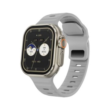 iW9 Ultra Smart Call Watch - 2.04" Screen, BT Call, Heart Rate, Grey Gold - 1