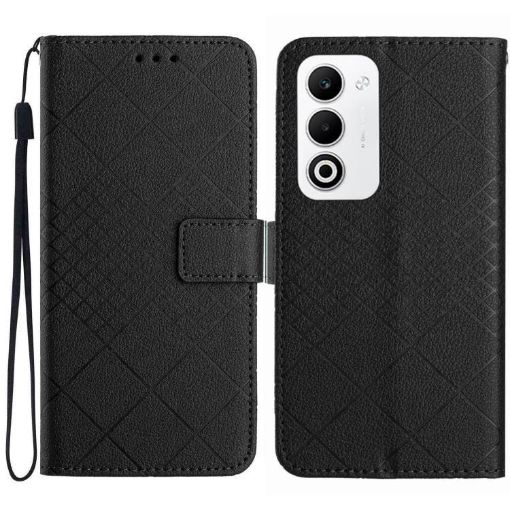 OPPO A5 5G Black Leather Phone Case - Rhombic Grid Texture, Global - 1