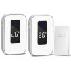Wireless Doorbell & Elderly Pager with Temp Display, EU Plug - White - 1