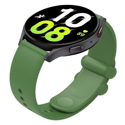 Universal 18mm Green Silicone Watch Band with Reverse Buckle - 1