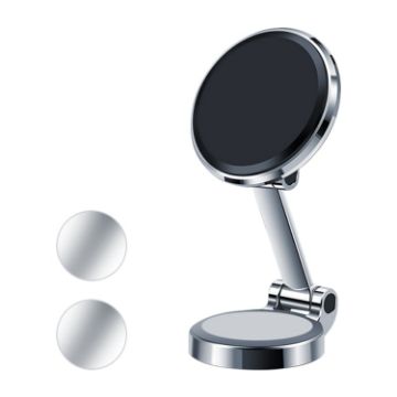 Magnetic Alloy Foldable Car Dashboard Phone Holder Silver - ZF016 - 1