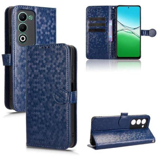 OPPO A5 5G/4G Global Honeycomb Dot Texture Leather Case - Blue - 1
