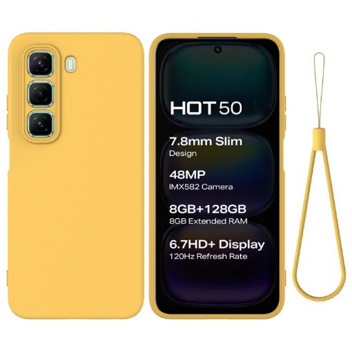 Infinix Hot 50 4G Yellow Liquid Silicone Dropproof Full Coverage Case - 1