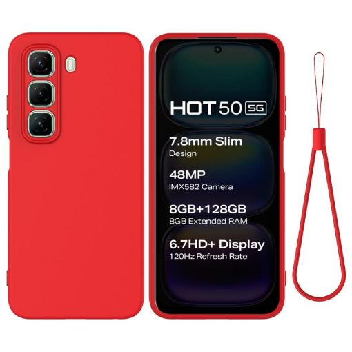 Infinix Hot 50 5G Red Liquid Silicone Dropproof Full Coverage Case - 1