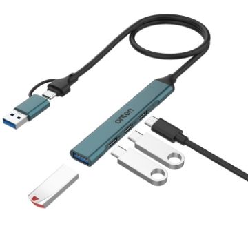Onten UCA9703 USB 3.0 + Type-C to 3 Type-C USB HUB Dock Pine Needle Green - 1