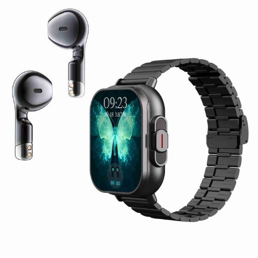 D8 2.01" Bluetooth Earphone Smart Watch, Health Monitoring/NFC (Black) - 1